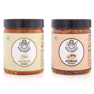 Combo Pack of 2 Pickles |Lehsun Achaar + Adrak Achaar
