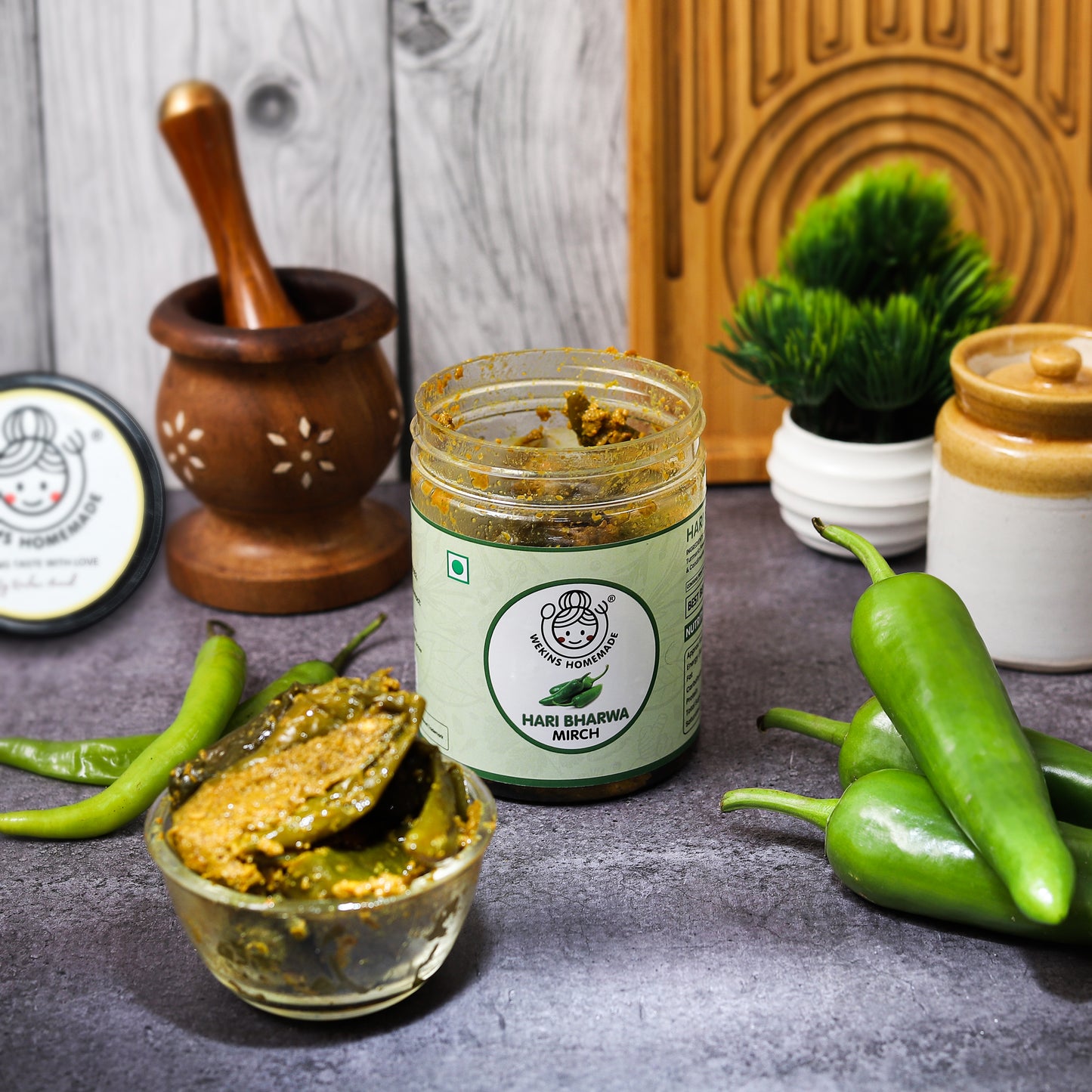 Hari Bharwa Mirch Achaar (Green Stuffed Chilly Pickle)