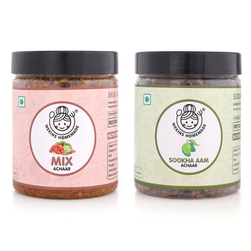 Combo Pack of 2 Pickles | Sookha Aam Achaar + Mix Achaar