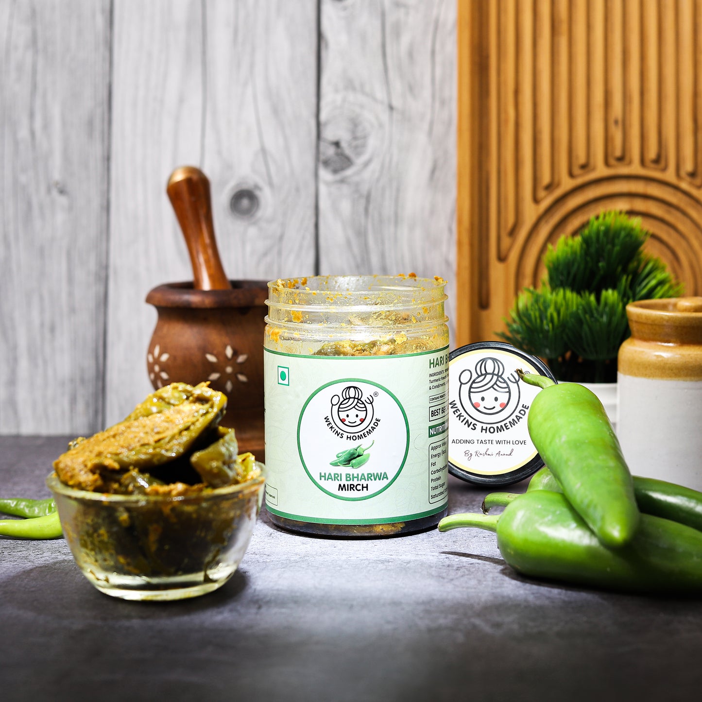 Hari Bharwa Mirch Achaar (Green Stuffed Chilly Pickle)