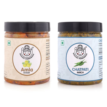 Combo Pack of 2 Pickles | Amla Achaar + Chatpati Mirch Achaar